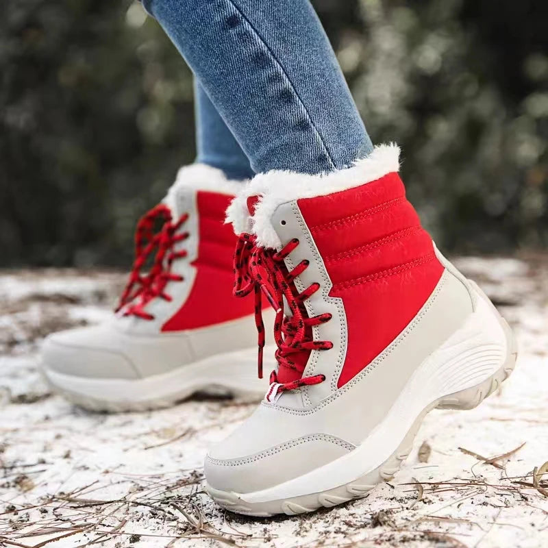 Women Boots Winter Platform Heels Snow Boots for Wamen 2023 Trend Fur Warm Ankle Boots Female Plush Winter Waterproof Shoes