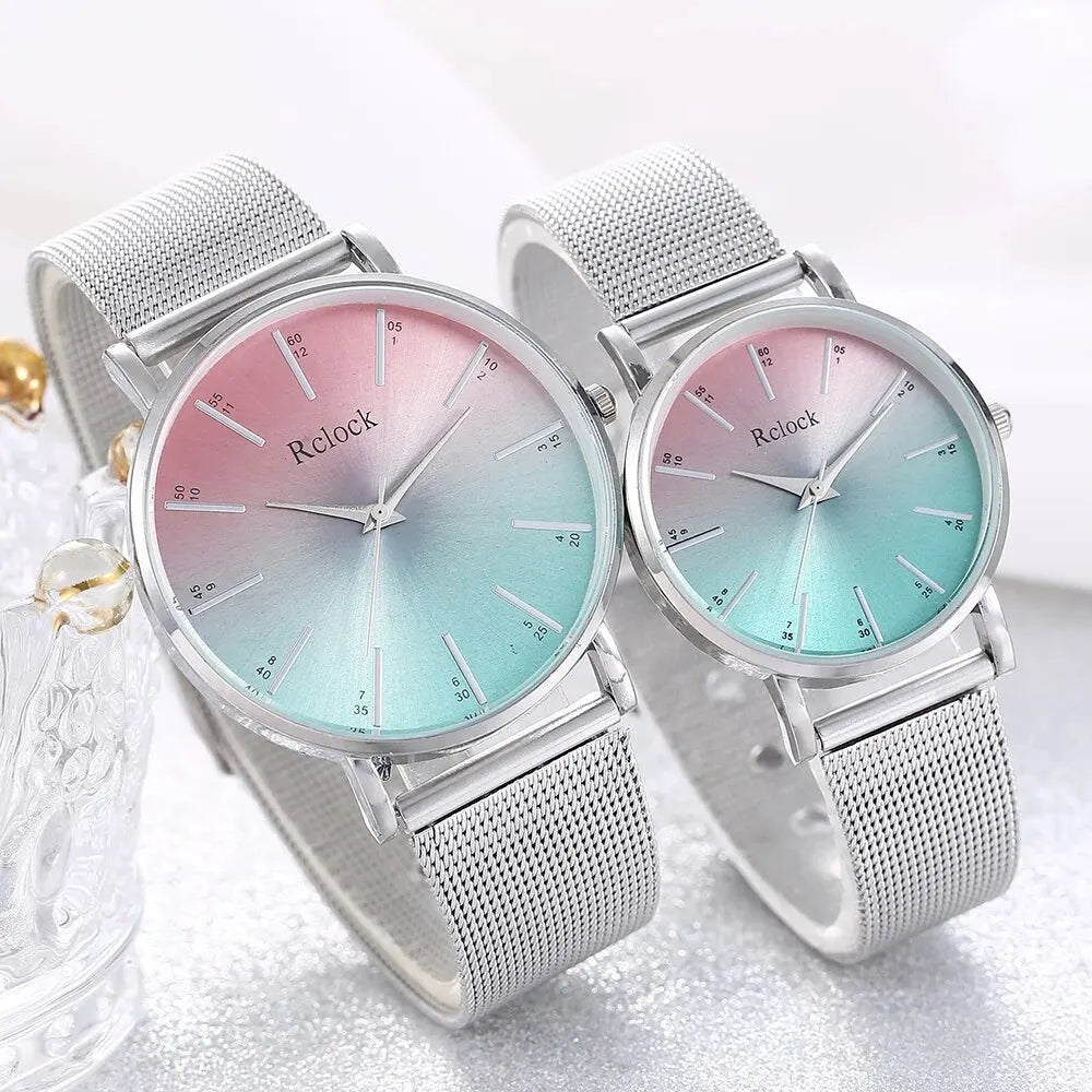 2023 New Couple Simple Watch Fashion Wristwatches For Women And Man Stainless Mesh Quartz Clcok Watch