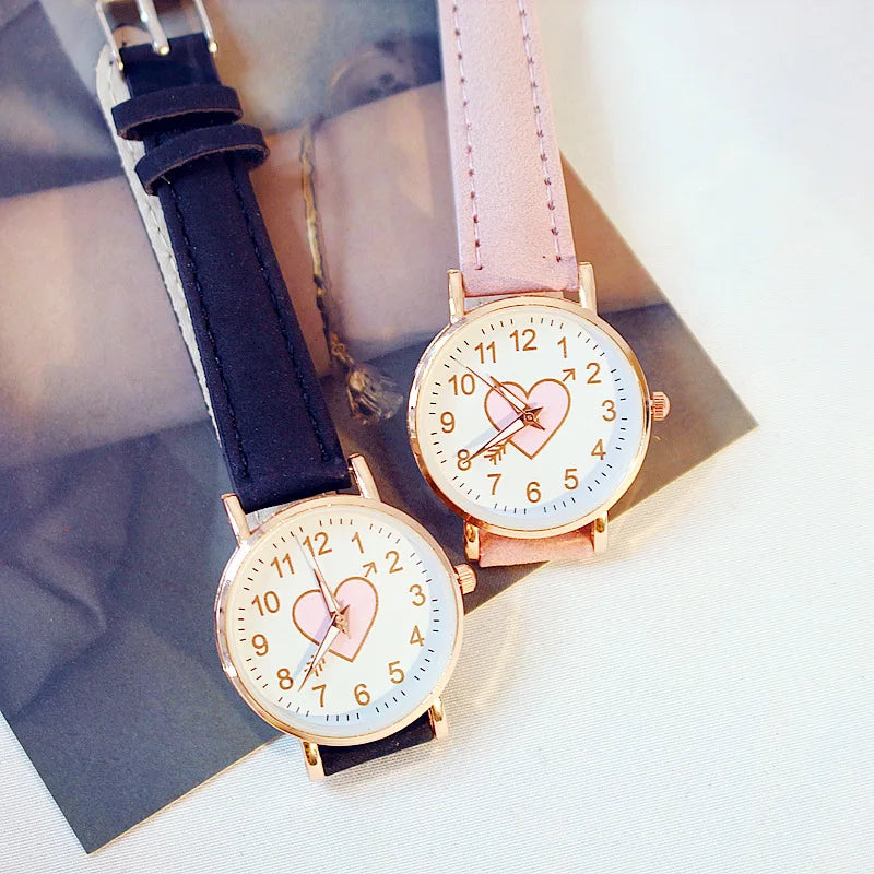 New Cute Heart-shaped Dial Children's Female Watch Female Student Fashion Watch Simple Girl Girlfriend orologio donna