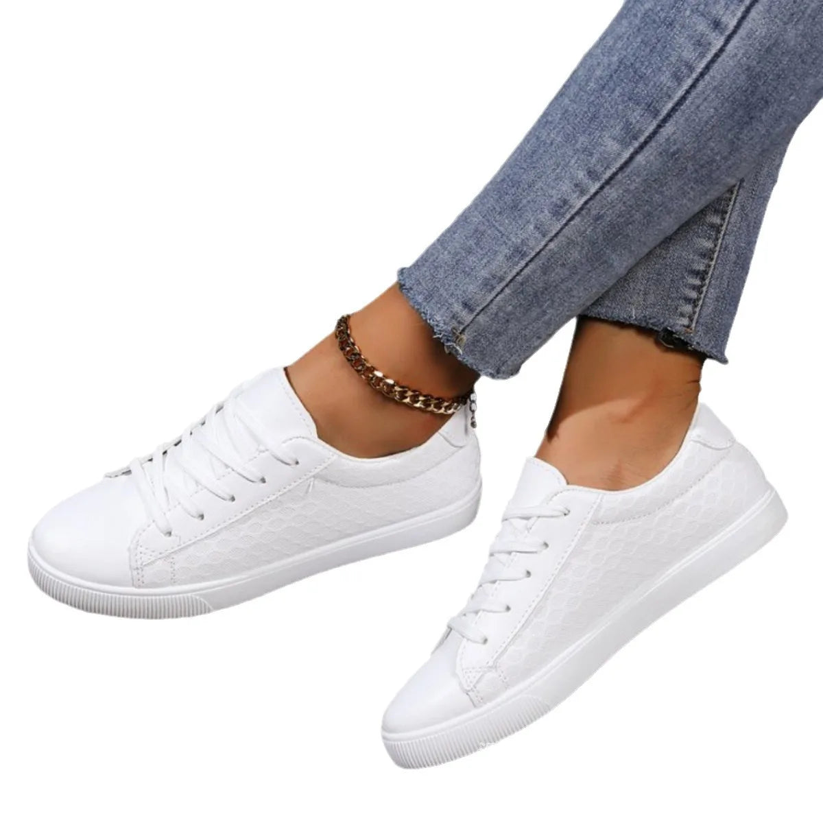 Little White Shoes for Women 2024 New Spring Version Lace-up Casual Shos Ladies Comfort Non-slip Flats Woman Sneakers Zapatillas