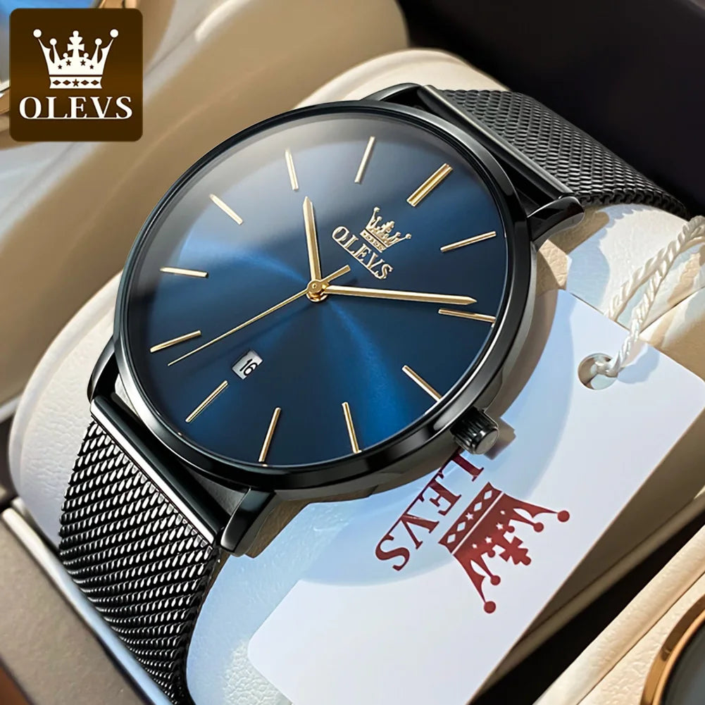 OLEVS New Watch for Men Minimalist Ultra Thin Fashion Casual Analog Quartz Date Watch Simple Big Face Dress Waterproof Watch5869