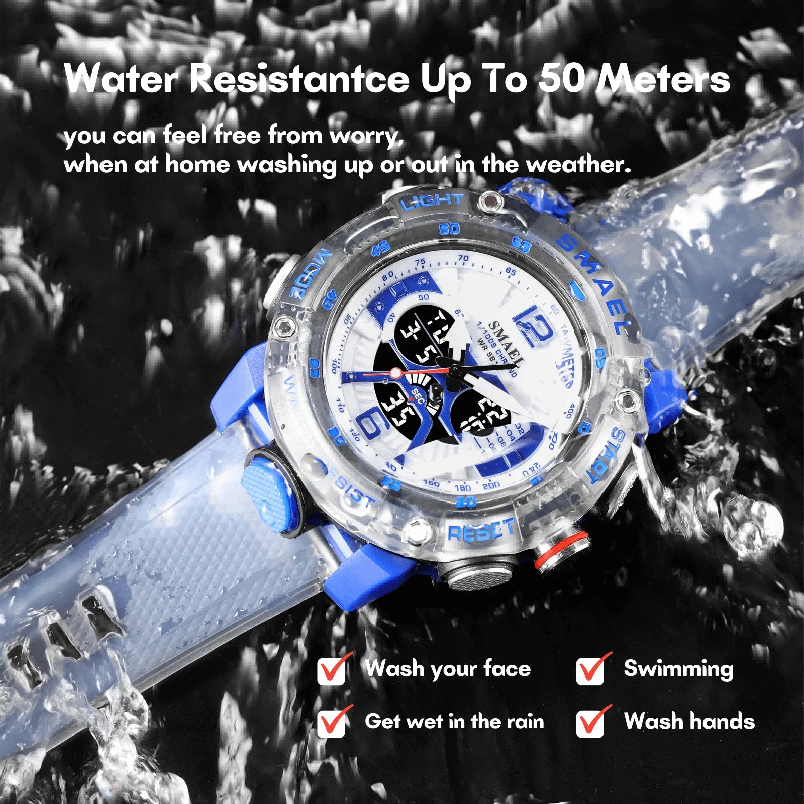 Sport Watches Men SMAEL Waterproof Analog Digital Quartz Wristwatches Male Fashion Stopwatch Alarm Clock 8058 Man Watch 2023 New