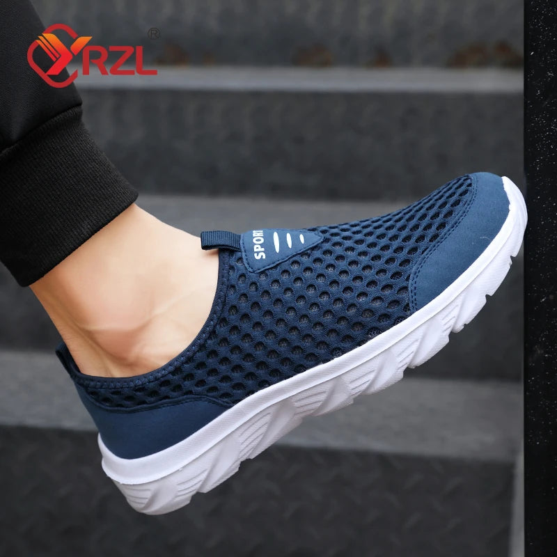 YRZL Lightweight Men Casual Shoes Breathable Slip on Male Casual Sneakers Anti-slip Men's Flats Outdoor Walking Shoes Size 39-46