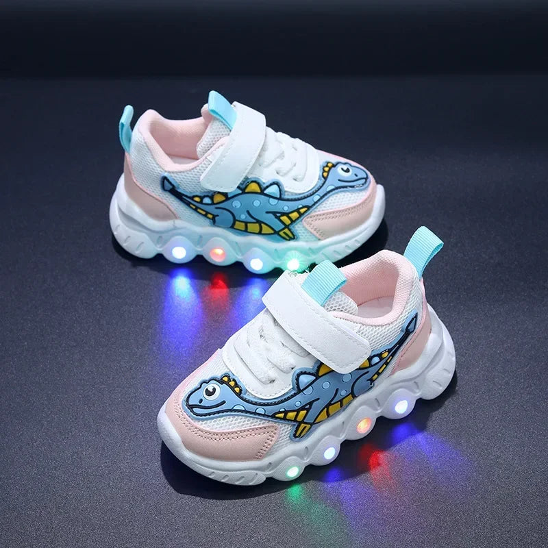 Tennis Shoe LED Children Trainer Cartoon Boy Casual Sneaker Boy Kid Shoes for Girl Mesh Breathable Shoes Baby Illuminated Shoes