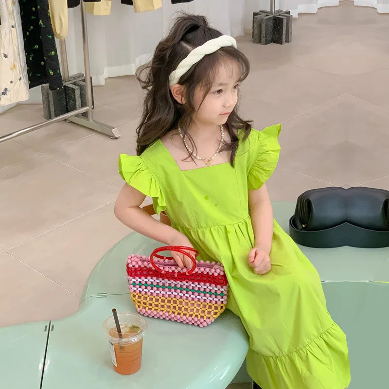 Dress girl clothes summer bow halter sweet leisure princess dresses 2-7 years old fashion new Korean version children's clothing