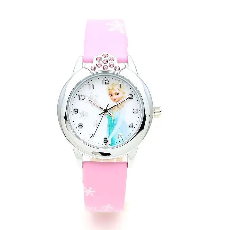 Elsa Watch Girls Elsa Princess Kids Watches Leather Strap Cute Children's Cartoon Wristwatches Gifts for Kids Girl Frozen Clock