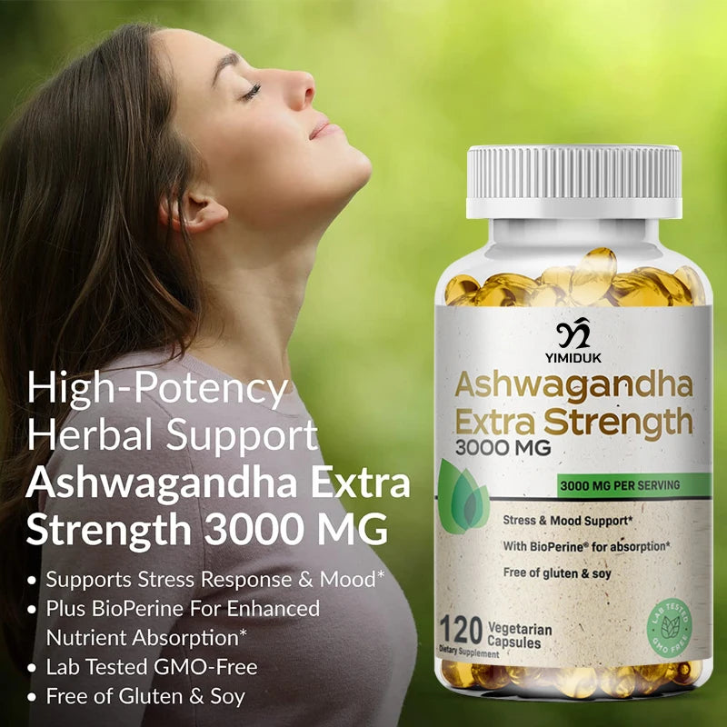 Ashwagandha Extract Capsules Improved Sleep Relieve Stress Enhances Immunity Potency Erection Male Healthy Supplement