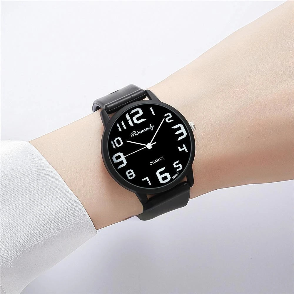 Casual Round Pointer Quartz Watch Analog Silicone Wristwatch For Women Girls Students