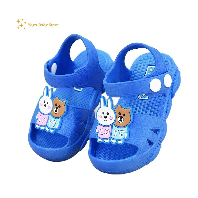 Baby Sandals Flat Heels Solid Summer Baby Shoes Sandals Kids Baby Boys Girls Cartoon Slippers Children's Garden Shoes