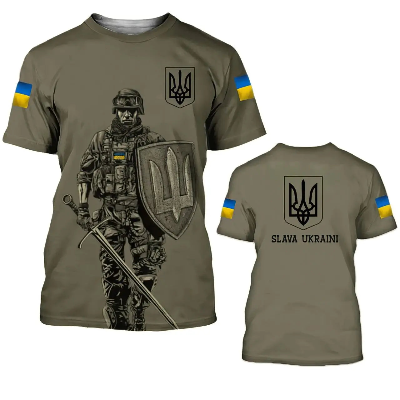 Ukraine Flag Shirt Men's T-shirt Tops Ukrainian Army Camouflage Short Sleeve Jersey Summer O-Neck Oversized Streetwear Male Tees