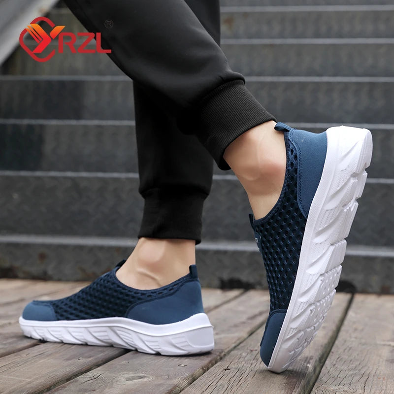 YRZL Lightweight Men Casual Shoes Breathable Slip on Male Casual Sneakers Anti-slip Men's Flats Outdoor Walking Shoes Size 39-46