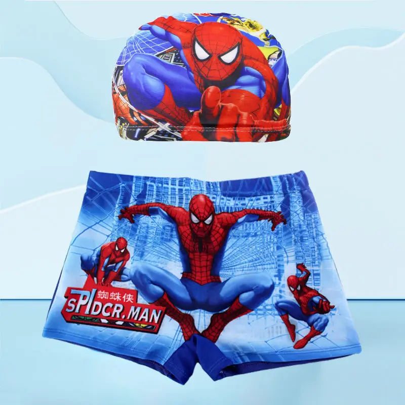 Disney Anime Spider man Kid Swimwear Pants Cap Set Baby Boy Swimsuit Shorts Cartoon Spider man kidsSwimming Trunks Glasses Gift