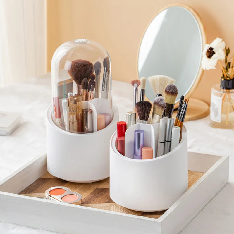 -360 Degree Rotating Makeup Brush Storage Box Desktop Cosmetic Brushes Organizer Lipstick Eyebrow Pencil Eye Shadow Brush Holder