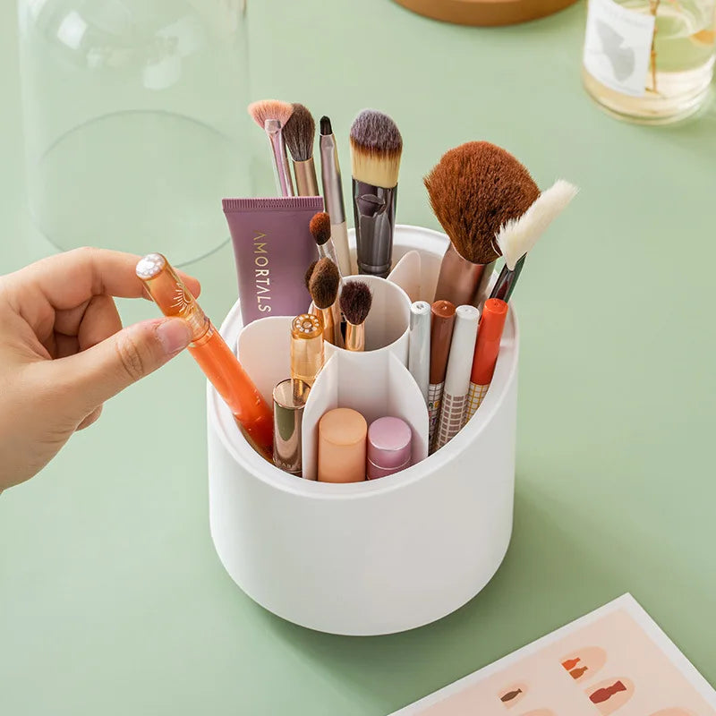 -360 Degree Rotating Makeup Brush Storage Box Desktop Cosmetic Brushes Organizer Lipstick Eyebrow Pencil Eye Shadow Brush Holder