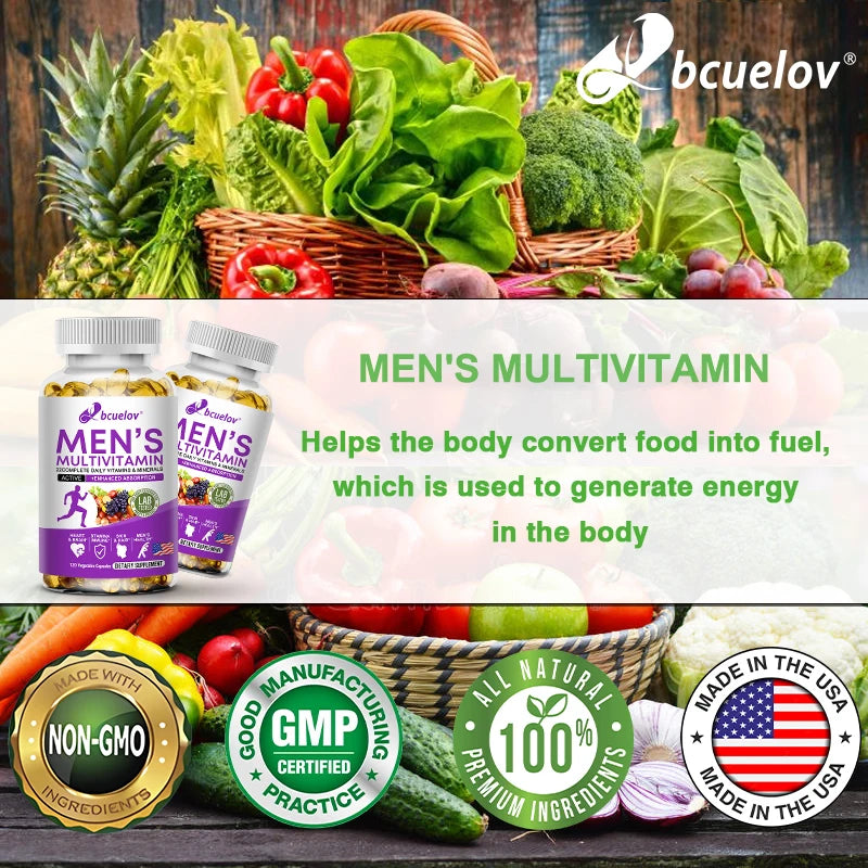 Men's Multivitamin-strengthens Body, Promotes Blood Circulation and Muscle Growth, Supplements Vitamins and Minerals