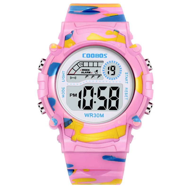 COOBOS Kids Watch Camouflage Sports Electronic Digital Watch Waterproof Multi-function LED Watch For Boys Girls Children Watch