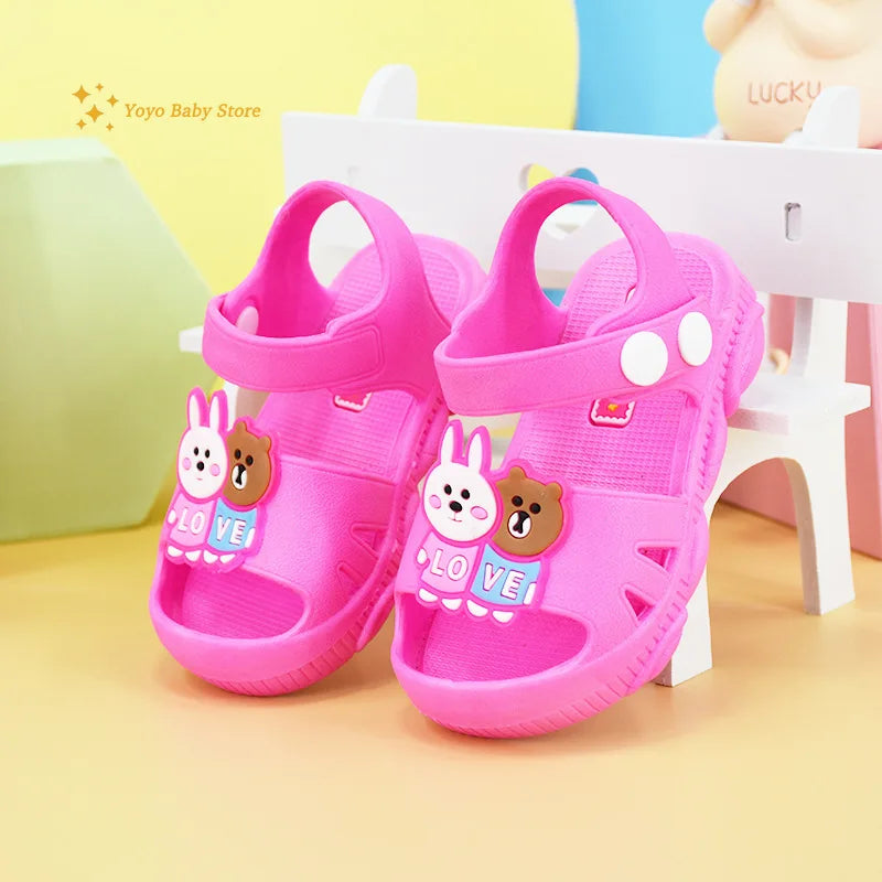 Baby Sandals Flat Heels Solid Summer Baby Shoes Sandals Kids Baby Boys Girls Cartoon Slippers Children's Garden Shoes