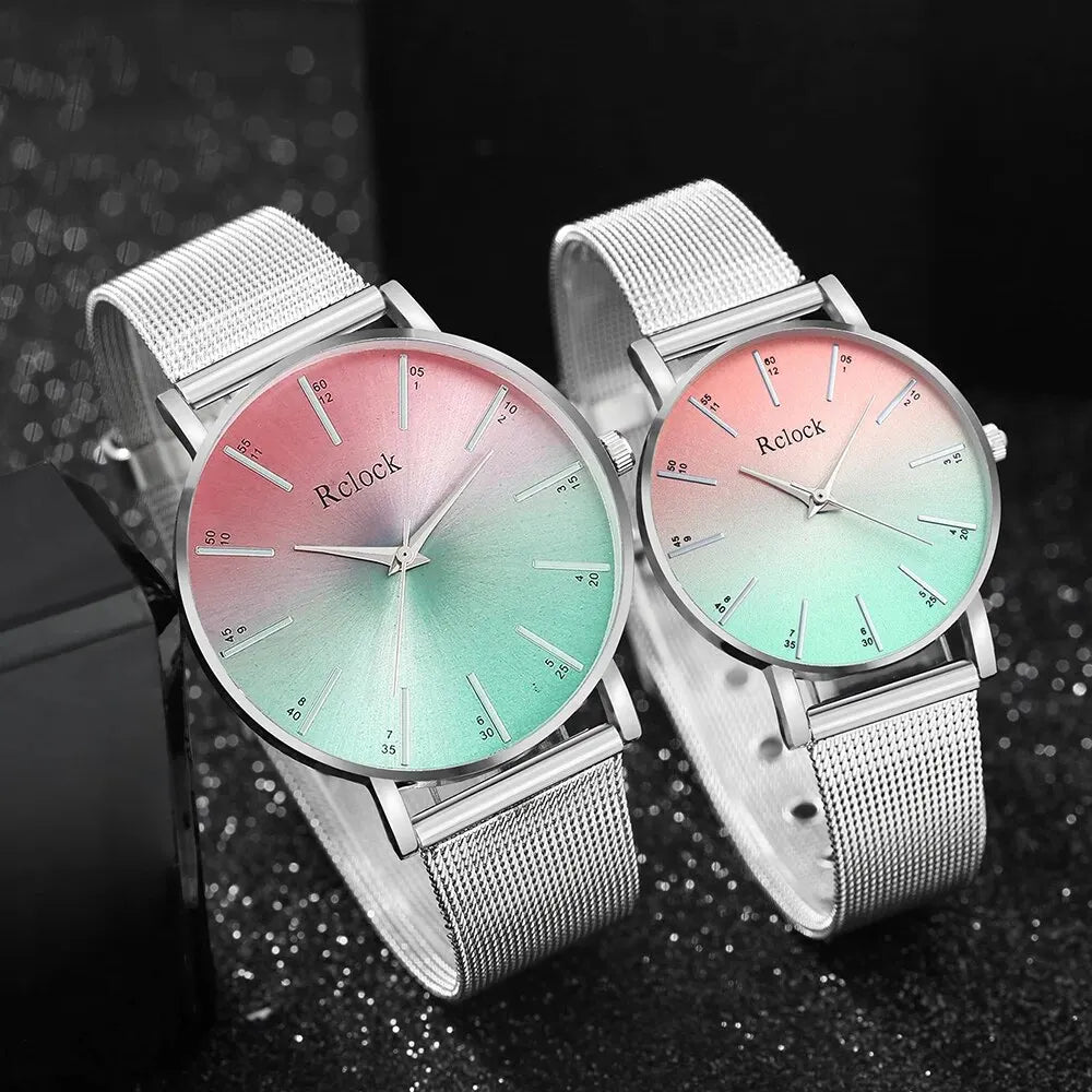 2023 New Couple Simple Watch Fashion Wristwatches For Women And Man Stainless Mesh Quartz Clcok Watch