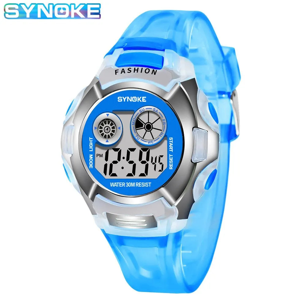 SYNOKE Student Electronic Watch Waterproof Sports Children Watch Glow Multi Function Digital Watch Seven Colors Light Gift