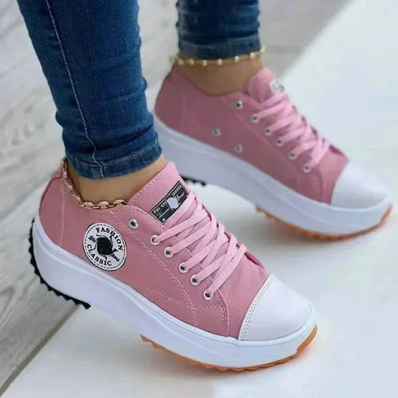 Canvas Ladies Casual Sneakers Autumn Brand Women's Casual Shoes Flat Lace-Up Walking Shoes for Women Ladies Shoes on Offer