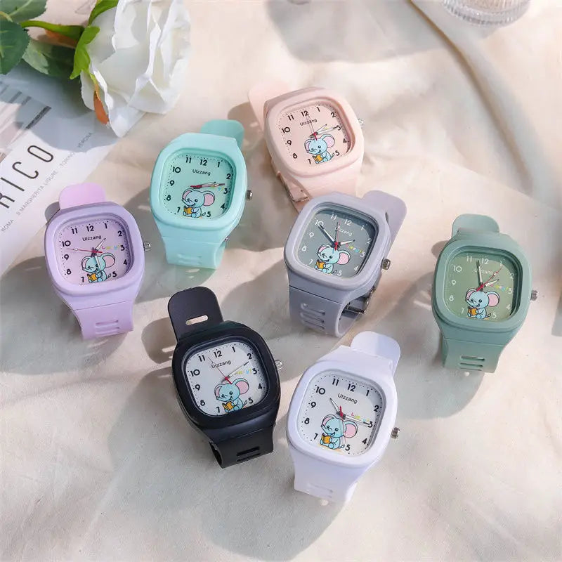 New Lovely Kids Watch Square Luminous Watch Fashion Silicone Sports Watch for Students Luminous Watch Popular in Instagram