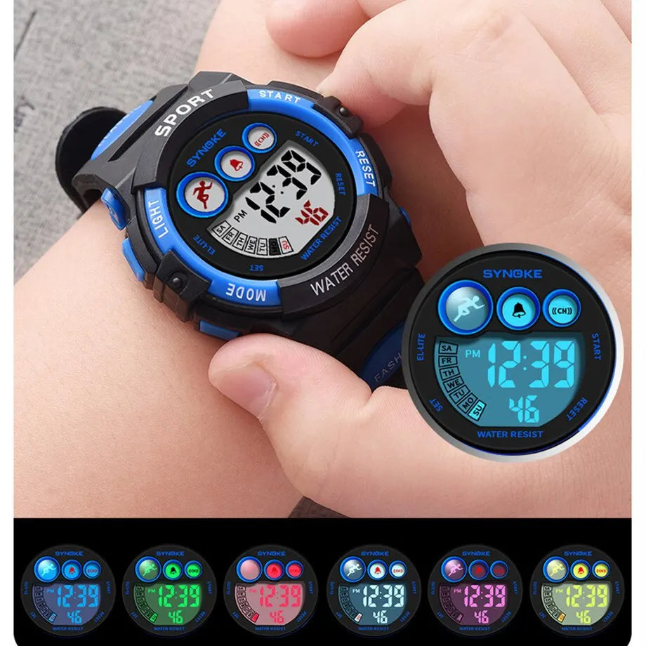 SYNOKE Student Sport Watches For Kids Colorful Electronic Watches 50M Waterproof Clock Children Digital Watch For Boys Girls