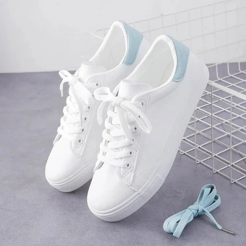 Fashion Shoes Women's Vulcanize Shoes 2023 New in Casual Classic Solid Color PU Leather Shoes Woman Casual White Shoes Sneakers