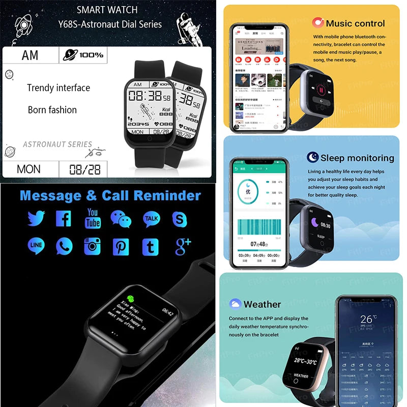 Children's Smart Digital Connected Watch With Call Reminder Heart Rate Monitoring For Boy Girl Men Women Smart Watch kids watch