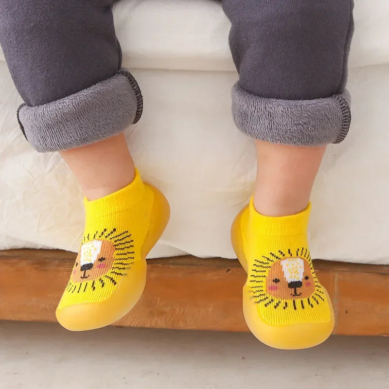 Anti-slip Baby Shoes Cartoon Children Rubber Sole First Walkers Newborn Baby Cotton Non-slip Floor Socks Infant Walking Shoes