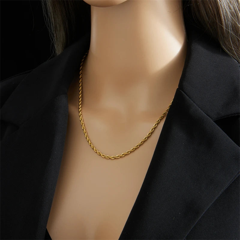 DIEYURO 316L Stainless Steel Gold Color Chain Necklace Bracelets For Women Girl Fashion Non-fading Lady Jewelry Set Accessories