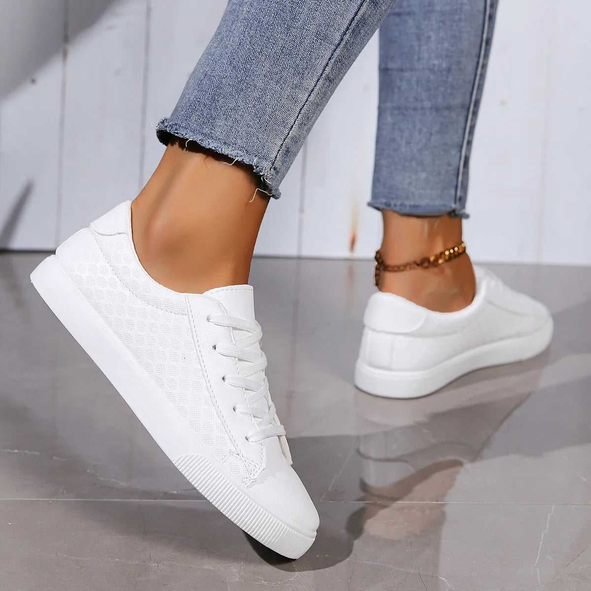 Little White Shoes for Women 2024 New Spring Version Lace-up Casual Shos Ladies Comfort Non-slip Flats Woman Sneakers Zapatillas