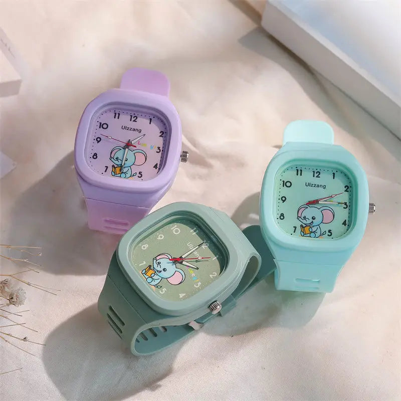 New Lovely Kids Watch Square Luminous Watch Fashion Silicone Sports Watch for Students Luminous Watch Popular in Instagram