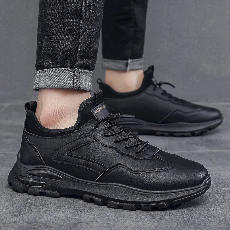 Men Genuine Leather Casual Shoes Height Increasing Durable Sole Man Breathable Sport Shoe Fashion Trend Waterproof Men Sneakers