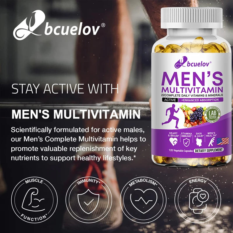 Men's Multivitamin-strengthens Body, Promotes Blood Circulation and Muscle Growth, Supplements Vitamins and Minerals