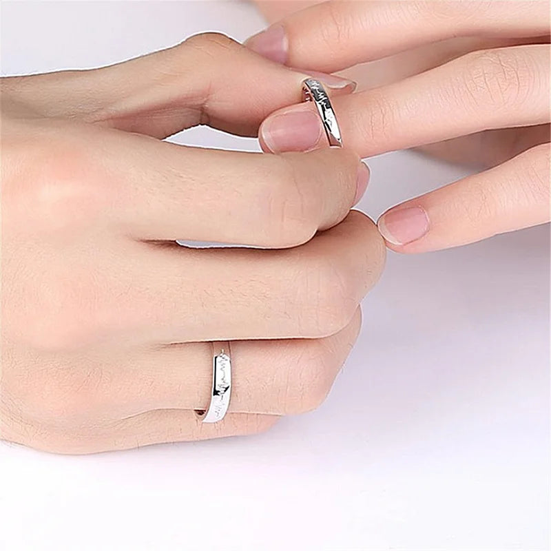 2Pcs/sets Zircon Heart Matching Couple Rings Set Forever Endless Love Wedding Ring For Women Men Charm Valentine's Day Jewelry