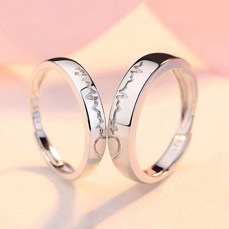 2Pcs/sets Zircon Heart Matching Couple Rings Set Forever Endless Love Wedding Ring For Women Men Charm Valentine's Day Jewelry